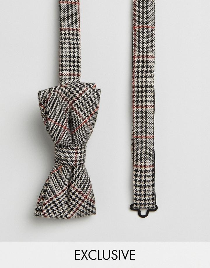 Heart & Dagger Bow Tie In Pow Check - Gray