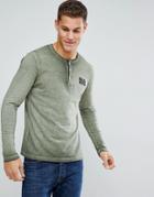 Tom Tailor Long Sleeve T-shirt With Grandad Neck - Green
