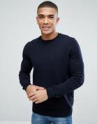 New Look Knitted Sweater With Crew Neck In Navy - Navy