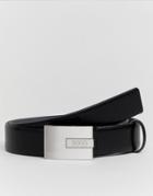 Boss By Hugo Boss Sandre Leather Modern Plaque Buckle Belt In Black - Black