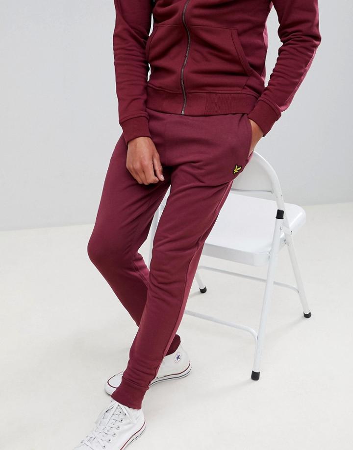 Lyle & Scott Skinny Logo Joggers In Burgundy - Red