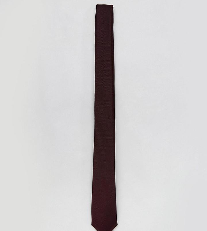 Asos Tall Slim Tie In Burgundy - Red