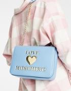 Love Moschino Heart Logo Shoulder Bag In Light Blue