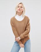 Brave Soul Round Neck Sweater - Brown