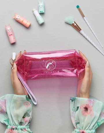 In Unicorns We Trust Unicorn Makeup Bag - Clear
