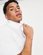 Asos Design Knitted Ribbed Half Zip T-shirt In White