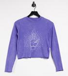Noisy May Petite Exclusive Cropped T-shirt With Lettuce Hem In Washed Purple