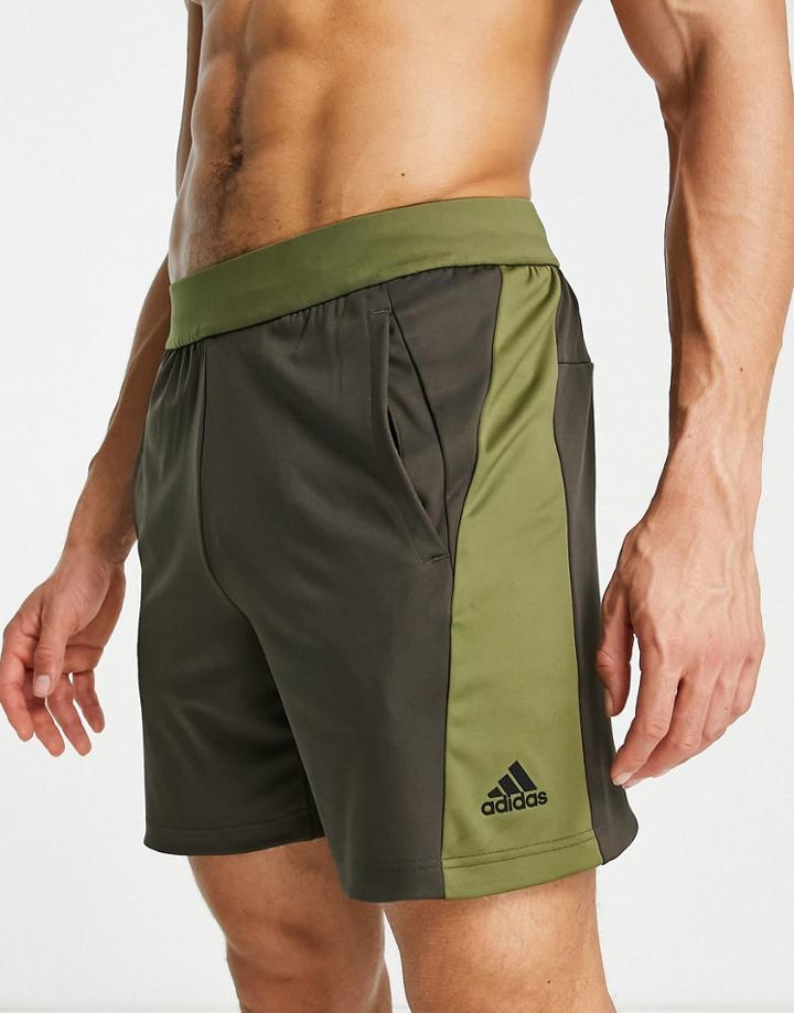 Adidas Yoga Elements Shorts In Khaki-green