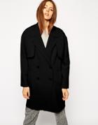 Asos Coat In Cocoon Fit With Stormflaps - Black $88.04