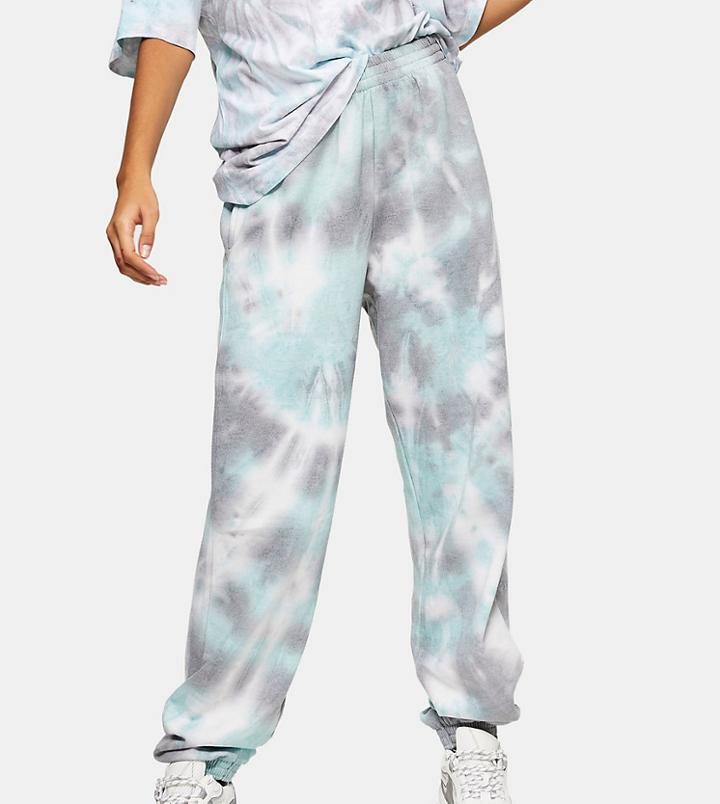 Topshop Tall Tie Dye Sweatpants In Blue-blues