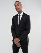 Devils Advocate Super Skinny Plain Suit Jacket - Black