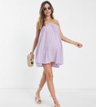 Asos Design Maternity Bandeau Beach Mini Dress In Lilac-blue