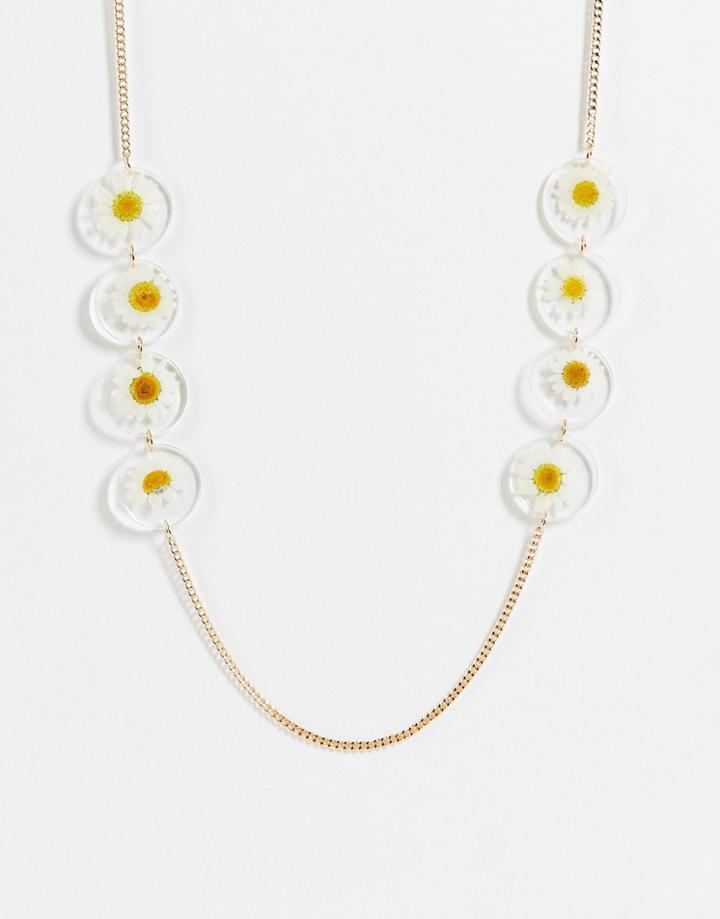 Asos Design Sunglasses Chain In Trapped Daisy Flower Design-multi