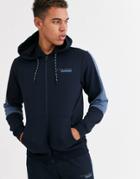 Jack & Jones Core Cut & Sew Hooded Zip Through Sweat In Navy