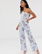 True Violet Floral One Shoulder Jumpsuit - Multi