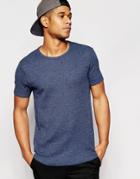 Asos Longline Muscle T-shirt In Waffle With Curved Hem In Navy Marl - Black Iris Marl