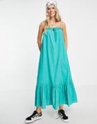Only Poplin Cami Maxi Dress In Turquoise-blue