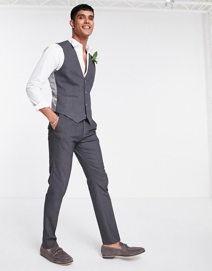 Asos Design Skinny Suit Pants In Charcoal-grey