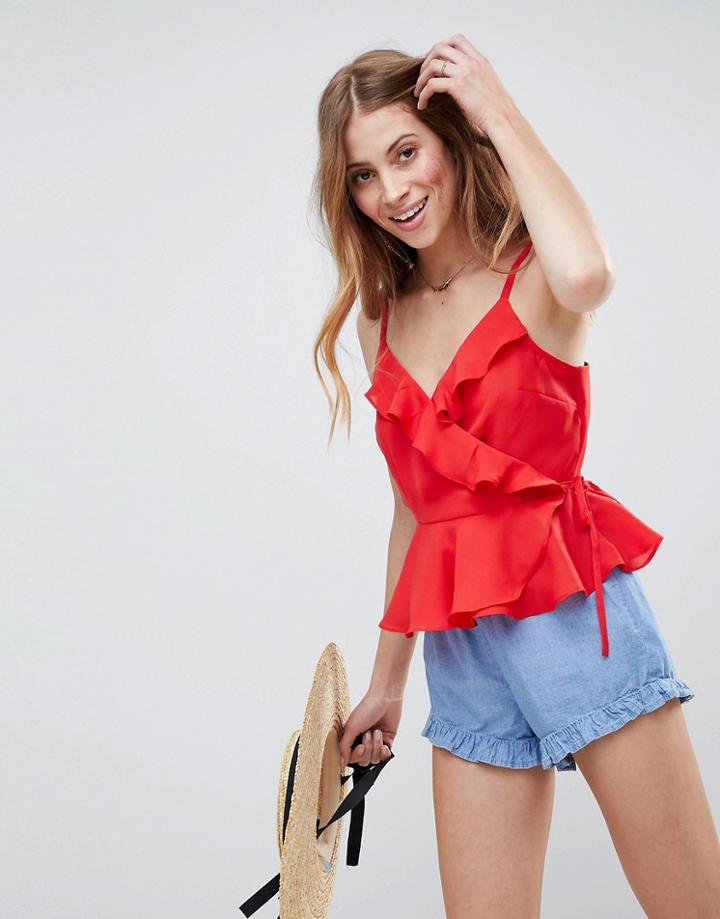Asos Design Ruffle Wrap Cami - Multi