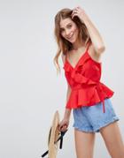 Asos Design Ruffle Wrap Cami - Multi
