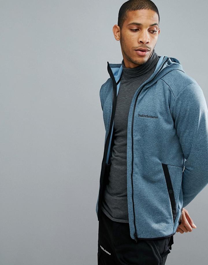 Peak Performance Fleece Half Zip Fleck Sweat In Blue - Blue