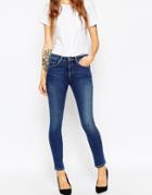 Asos Lisbon Midrise Skinny Jeans In Dimitri Mid Wash Blue - Mid Stone Wash