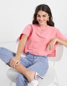 Asos Design Short Sleeve Modal Tee In Coral-orange