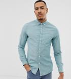 Asos Design Tall Slim Oxford Shirt In Blue - Blue