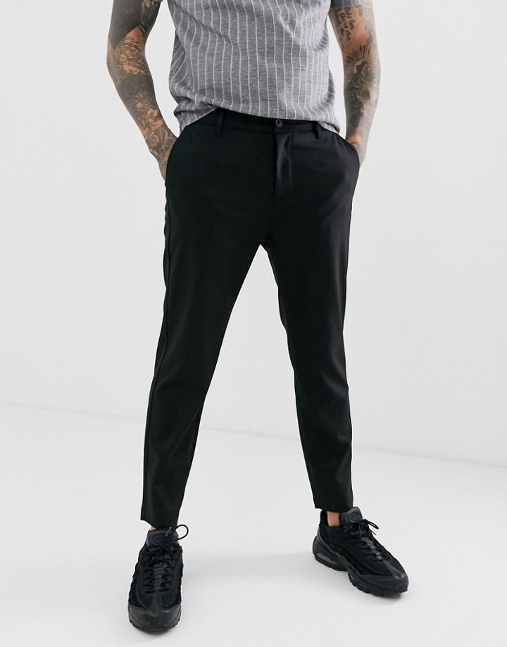 Bershka Skinny Cropped Pants In Black