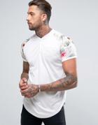 Siksilk Retro T-shirt In White With Floral Sleeves - White