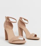 New Look Wide Fit Block Heel Sandal In Tan-cream