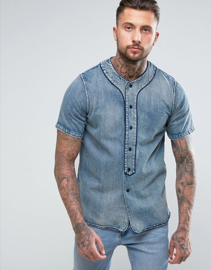 Diesel D-bow Denim Bowling Shirt - Blue