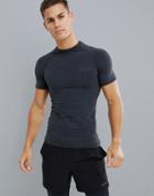 Asos 4505 Muscle T-shirt With Seamless Knit And Acid Wash - Black