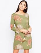 Club L Shift Dress With Feather Tie Belt