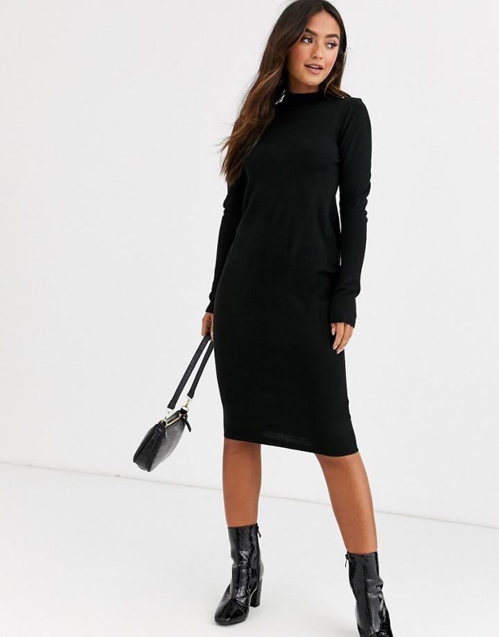 Brave Soul Rouse Midi Sweater Dress With Turtleneck