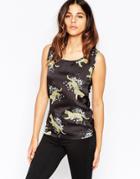 Pussycat London Top With Lace Back In Cheetah Print - Black