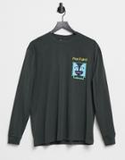 Asos Design Pink Floyd Relaxed Long Sleeve T-shirt With Front Print In Washed Black