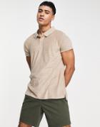 Brave Soul Cotton Towelling Polo In Stone-neutral