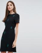 Liquorish Embroidered Cactus Mini Dress - Multi