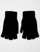 Glen Lossie Lambswool Fingerless Gloves - Black