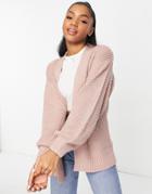 New Look Balloon Sleeve Cardigan In Light Pink