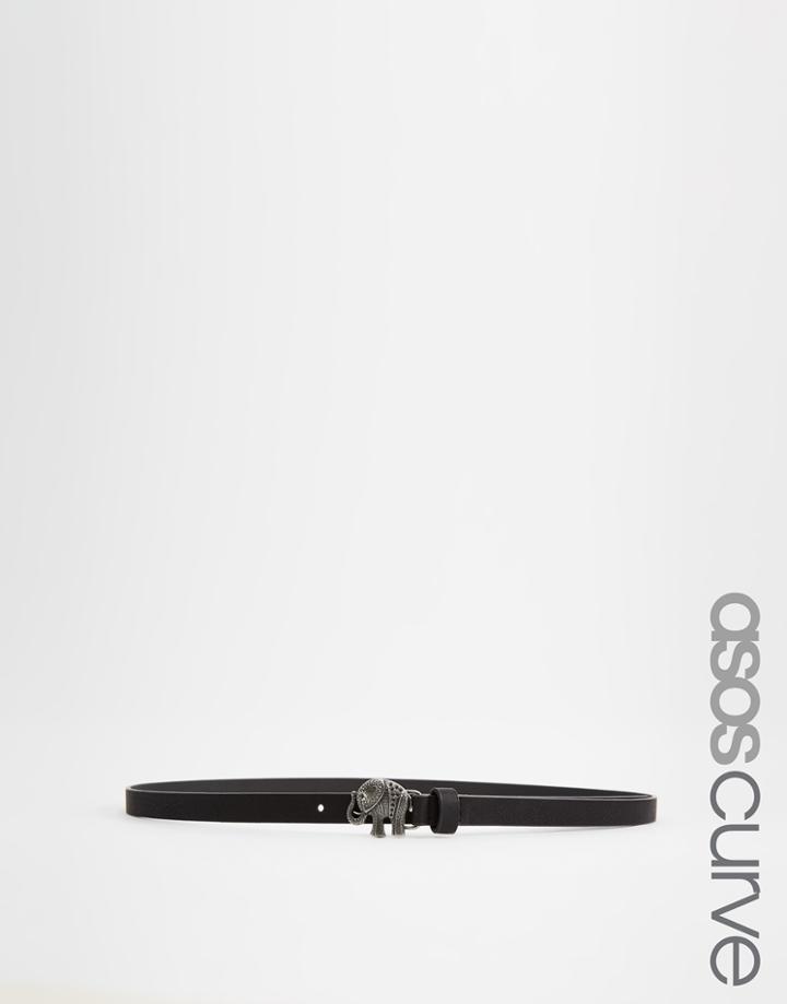 Asos Curve Elephant Skinny Belt - Black