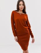 Asos Design Knit Dress With Pencil Skirt And Slouchy Top-red