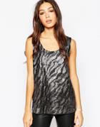 Minimum Sleeveless Metallic Animal Print Top - 1020 Silver
