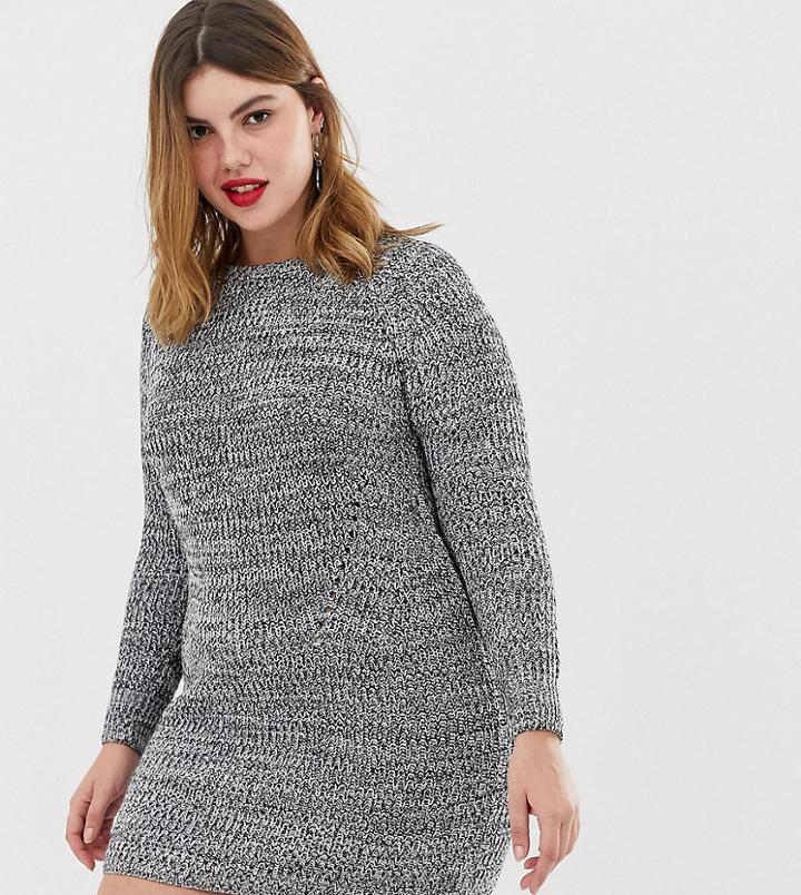 Brave Soul Plus Madison Sweater Dress-black
