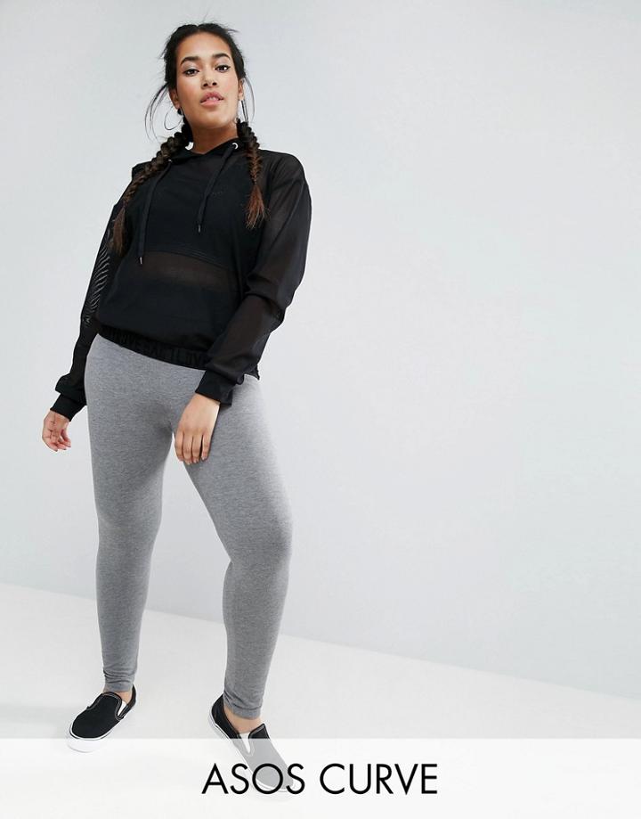Asos Curve Leggings With Deep Waistband - Gray