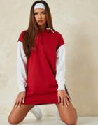 Missguided Rugby Shirt Dress In Colorblock-red