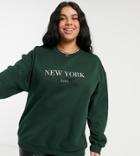 In The Style Plus X Lorna Luxe Exclusive New York Oversized Sweatshirt In Emerald Green