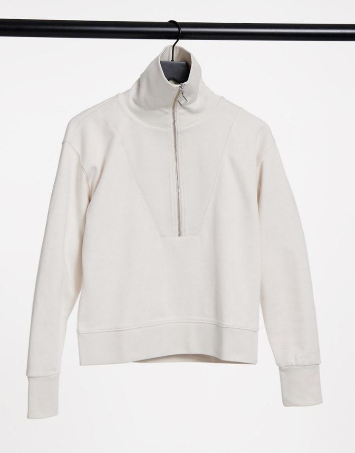 Gant Half Zip Sweatshirt In Cream-white