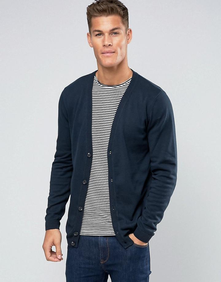 Lindbergh Cardigan In Dark Blue Cotton - Navy